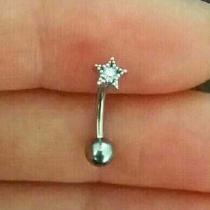Brinco Star Rook de 16 g • Piercing Whimsigoth Sparkly Daith • Cartilage Star Stud Rose Gold Silver • Barra curva rosa delicada • Anel de sobrancelha