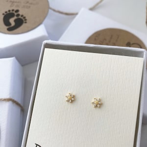 Bridesmaids Gifts • Wedding Jewelry • Baby Shower • Meaningful Gifts • Customized Gifts • Mini Sunflower Studs • Gold Dainty Flower Earrings