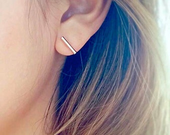 Bar Earrings • Simple Studs • Silver Bar Earrings • Gold Line Earrings • Minimalist Earrings • Comfortable Line Earrings • Small Bar Earring