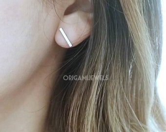 Boucles d'oreilles barre • Clous simples • Boucles d'oreilles barre d'argent • Boucles d'oreilles ligne d'or minimalistes • Boucles d'oreilles barre d'or étanches • Goujons quotidiens délicats