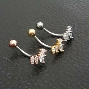 CZ Crown Belly Button Ring Floating Navel Ring Tiara Gold Belly Ring Dainty Crown Navel Ring Belly Piercing Small Belly Jewelry image 2