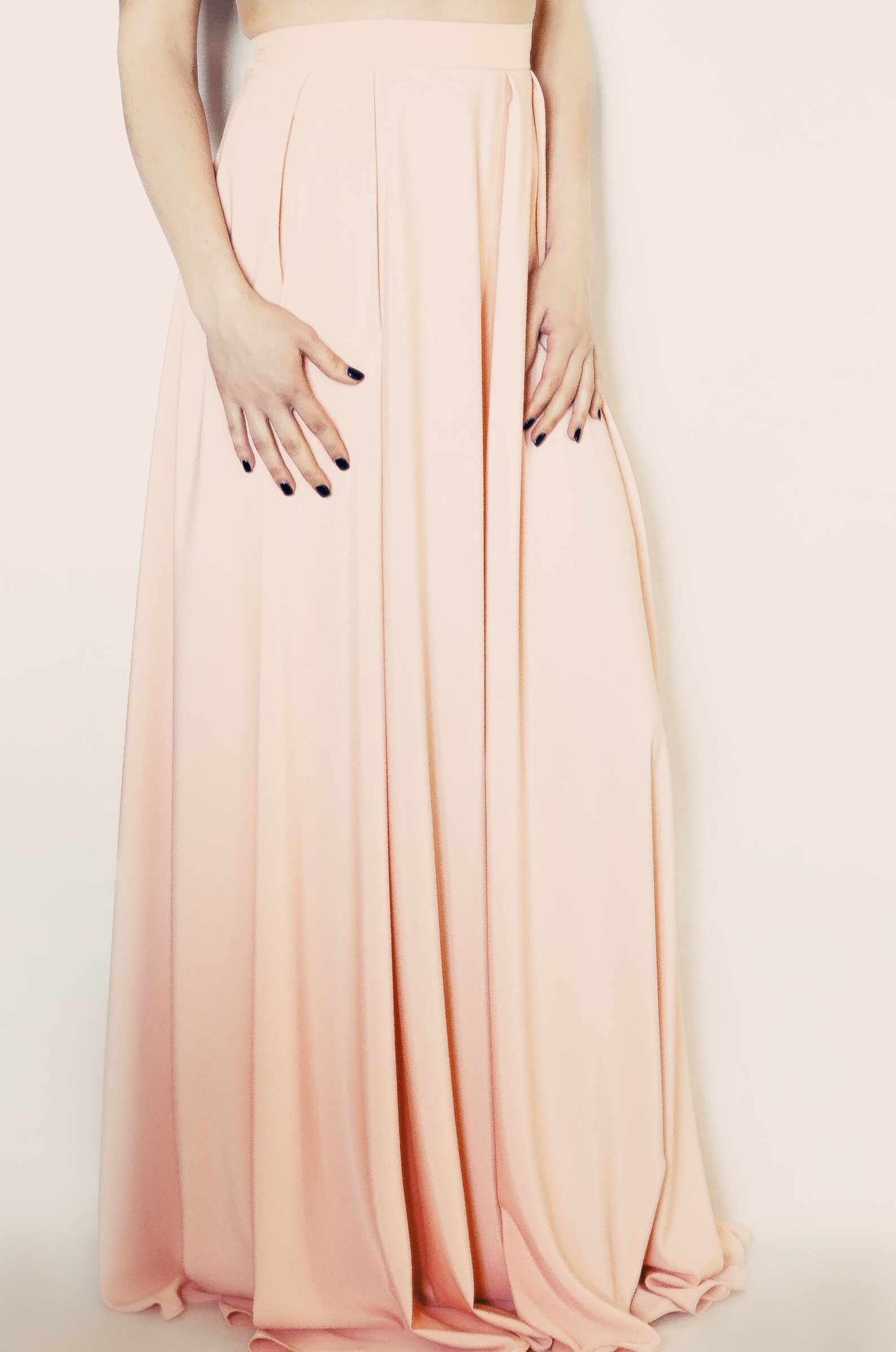 Full length skirt // bridesmaid high waisted skirt // nude Etsy