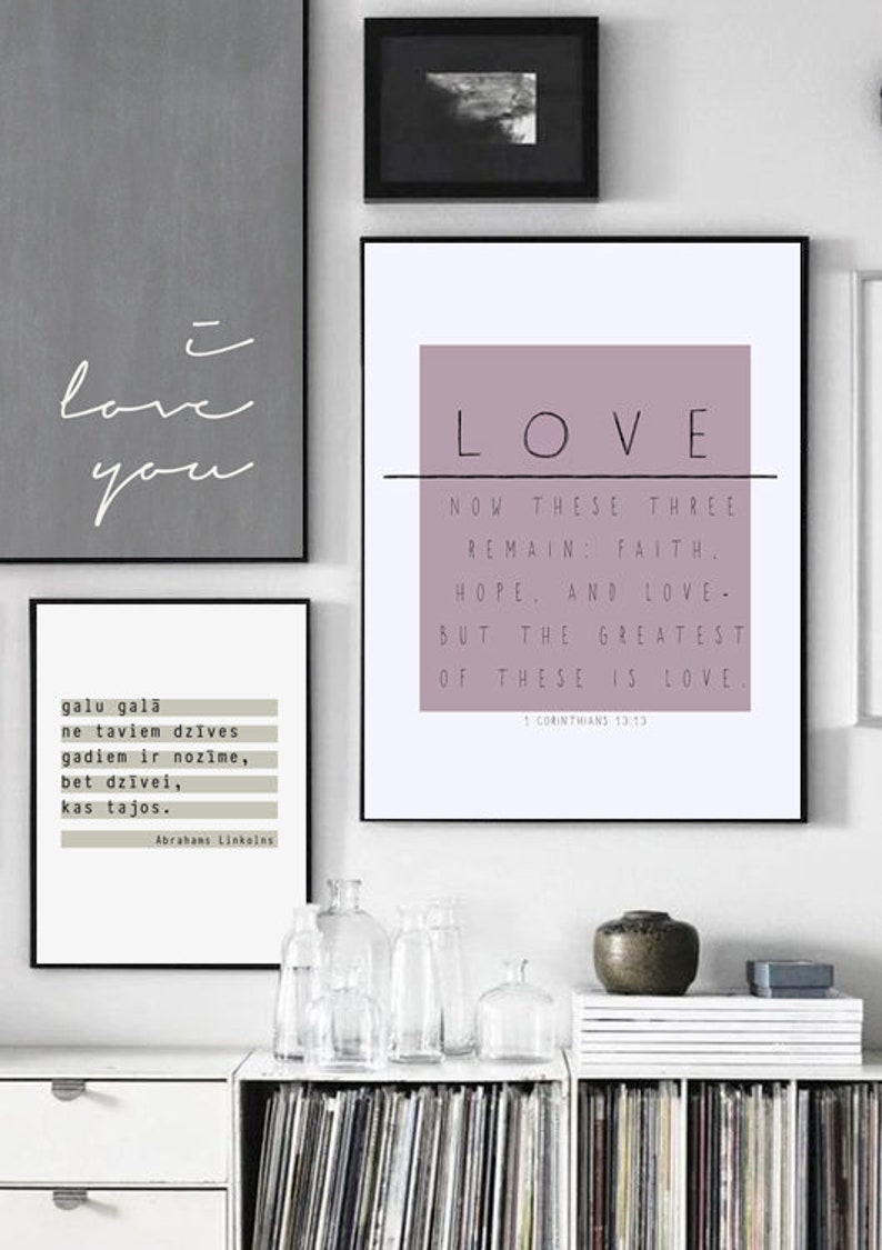 BIBLE VERSE ART Christian Printable Corinthians 13:13 Downloadable Digital Print Set, Wall Print Decor Love Faith Hope image 2