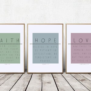 BIBLE VERSE ART Christian Printable Corinthians 13:13 Downloadable Digital Print Set, Wall Print Decor Love Faith Hope image 8