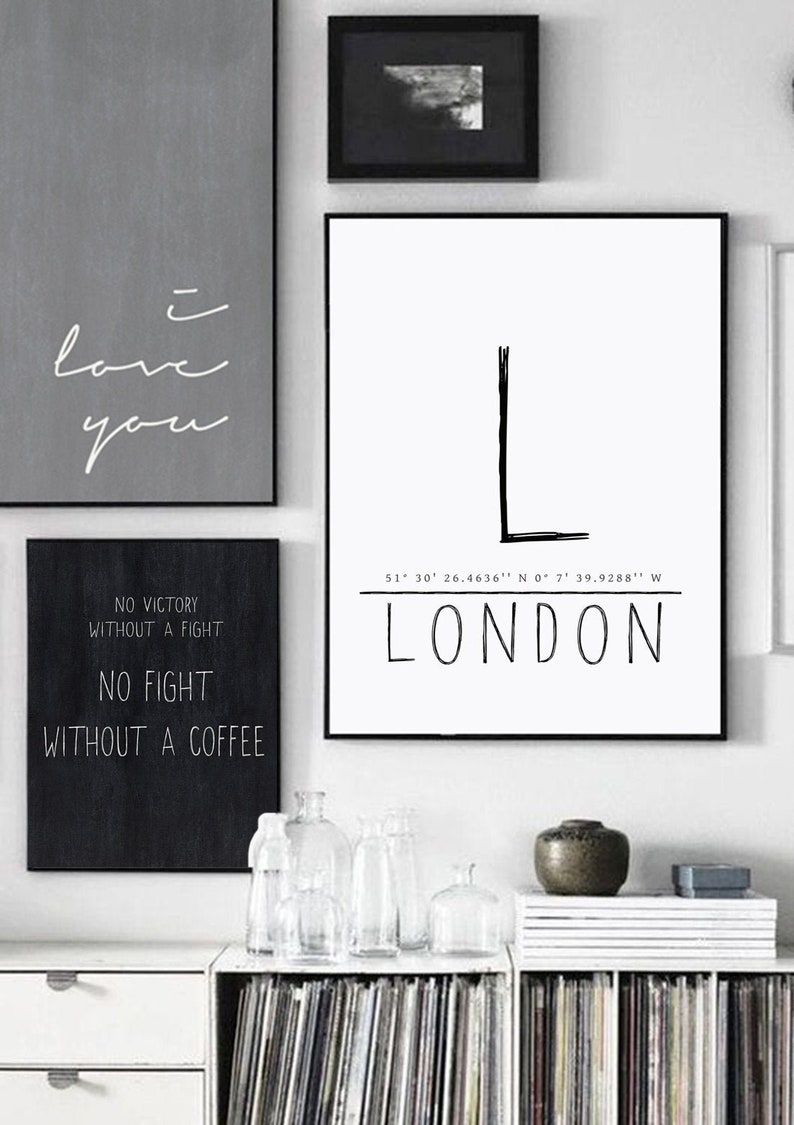 LONDON DOWNLOADABLE PRINT With Gps Coordinates Scandinavian Etsy