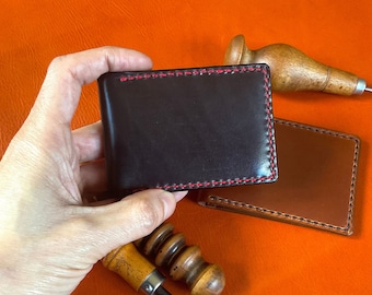 Minimalist handmade leather card holder wallet for mens or women, front pocket wallet