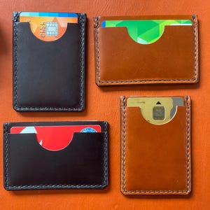 Minimalistische leren kaarthouder slanke edc-portemonnee, handgemaakte portemonnee voor heren of dames