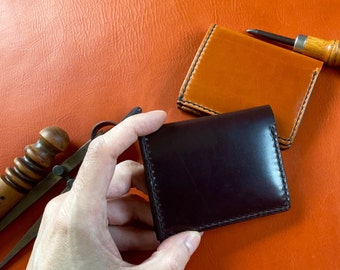 Tarjetero de piel minimalista hecho a mano, cartera de cuero hombre, tarjetero piel