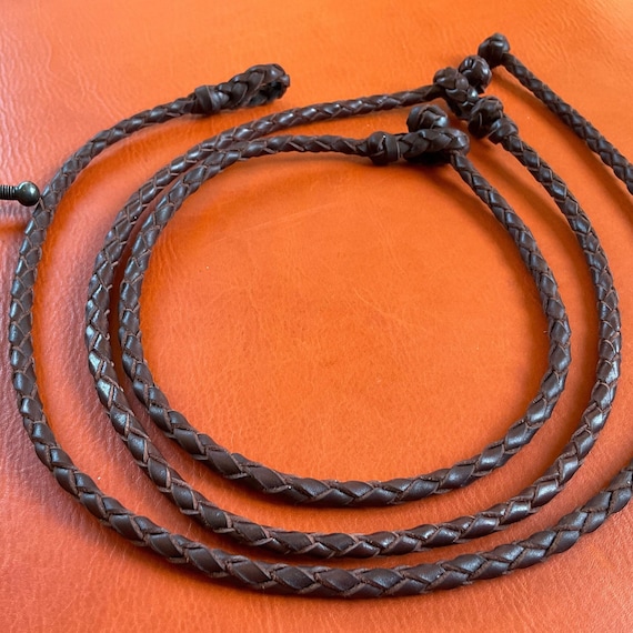 Hand-braided leather necklace four strands. Leather choker for men or women with ball clasp.