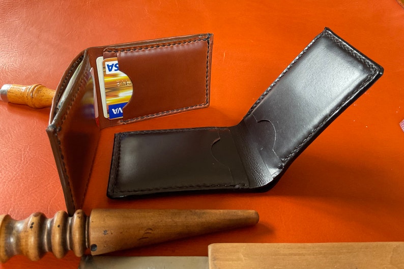 handmandeLeather bifold wallet
