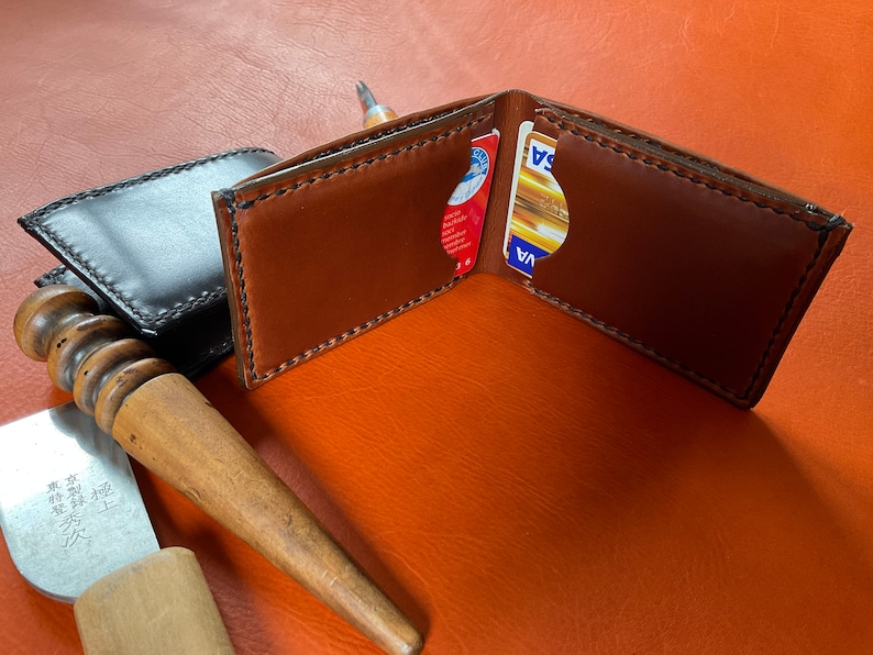 handmandeLeather bifold wallet