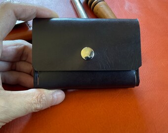 Cartera cuero con monedero hecho a mano. Cartera piel para hombre o mujer. Cosida a mano.