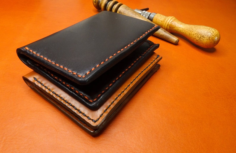 Vertical Bifold Wallet Slim Bifold Wallet Leather Card Etsy