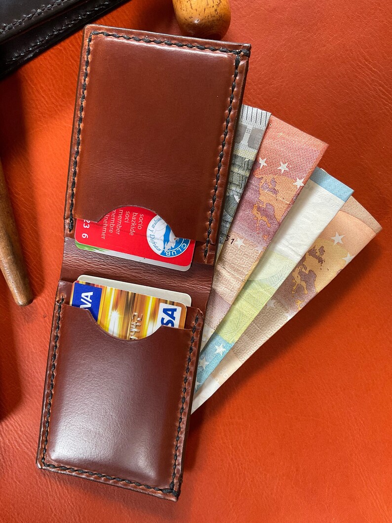 handmandeLeather bifold wallet