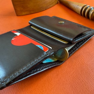Cartera cuero minimalista con monedero, Billetera bifold de cuero genuino, regalo para hombre y mujer