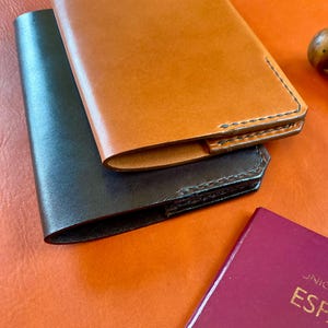 Capa de couro para passaporte - Porta-passaporte minimalista feito à mão, carteira de viagem fina para homens ou mulheres