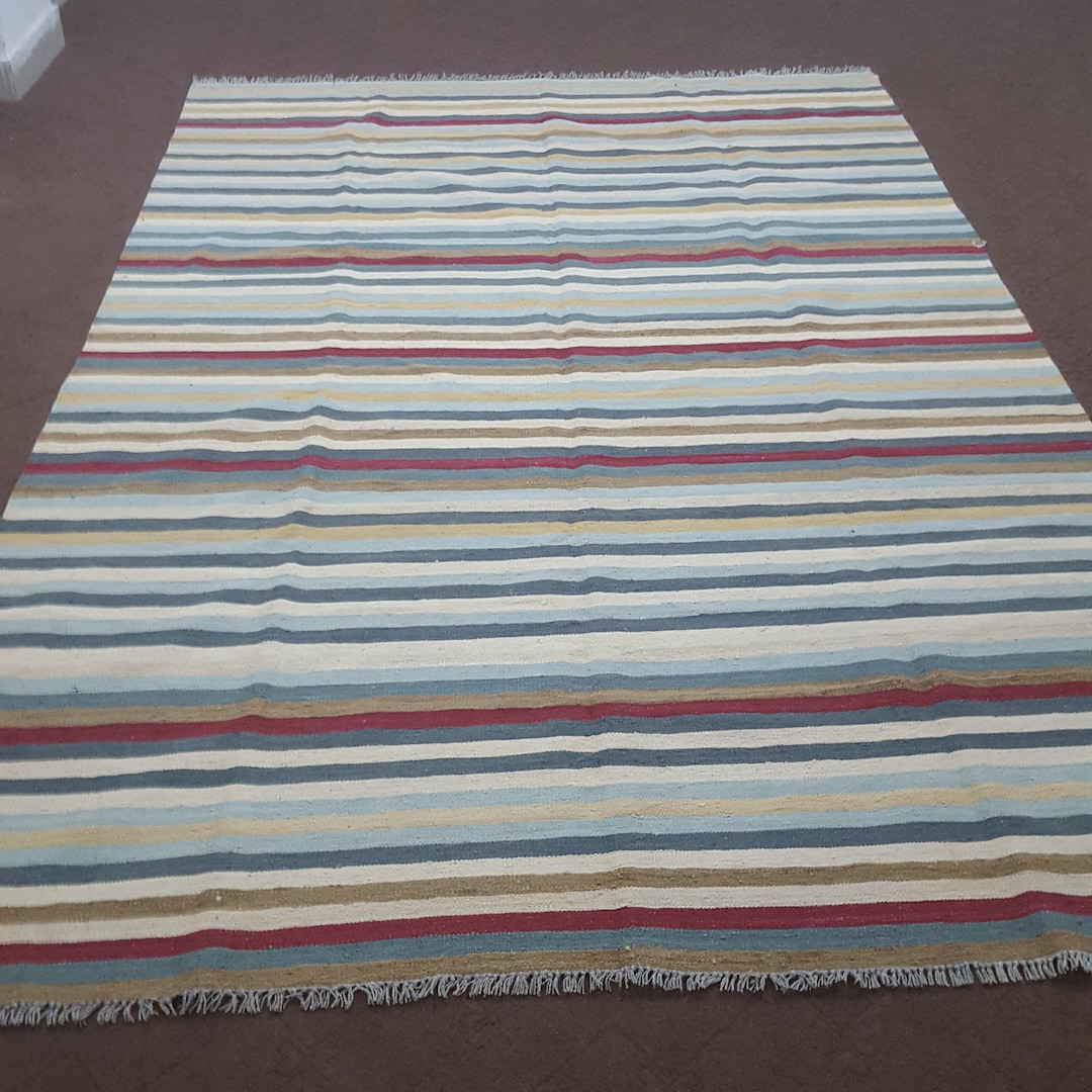Dhurrie Rug Striped Dhurrie Rug Multi Color Dhurrie Rug Etsy