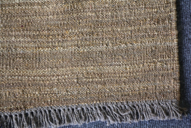 Brown area rug, flat weave rug, kilim rug, dhurrie rug, custom size rug, bespoke rug, country rug, farmhouse rug, traditional rug, wool rug. image 6