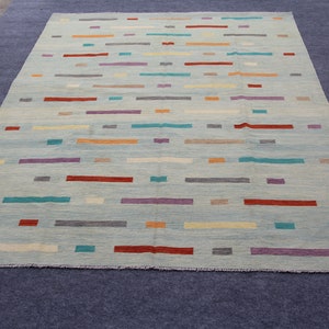 unique design multi color woolen hand made kilim rug, 8x11 flat weave kilim area rug for living room Size= 8.3 X 11.3 feet - 253 X 345 CM