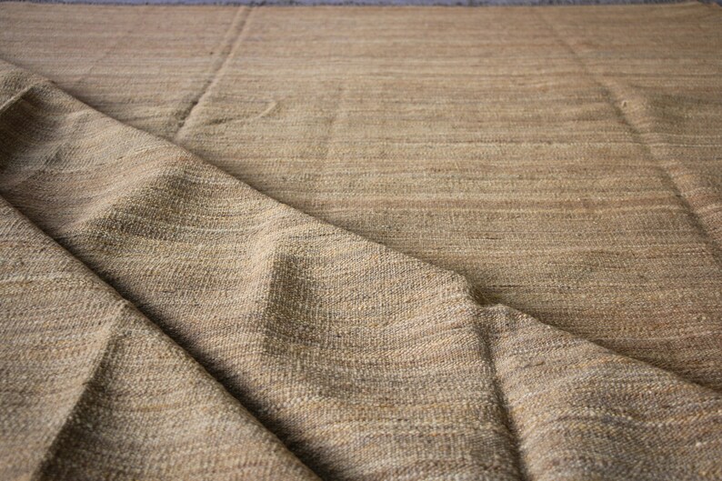 Brown area rug, flat weave rug, kilim rug, dhurrie rug, custom size rug, bespoke rug, country rug, farmhouse rug, traditional rug, wool rug. image 4