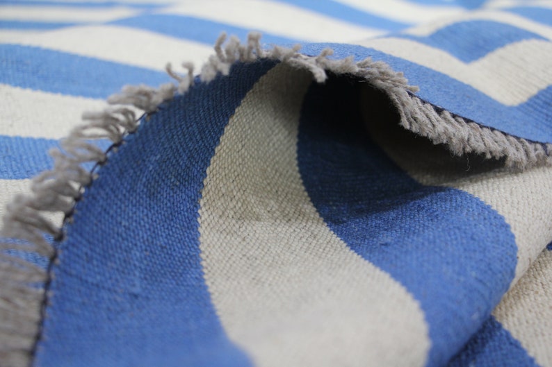 Blue and White Rug Striped Rug Striped Kilim Flatweave Rug Etsy