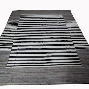 Striped kilim rug, kilim area rug, living room rug, 8x11 area rug, Made to order rug.