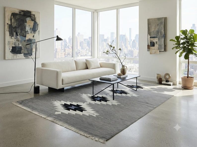 Kilim rug, dhurrie rug, flat weave rug, wool area rug, large area rug, custom size rug, 8x10 rug, 6x9 rug, 9x12 rug, 5x8 area rug, 7x10 rug image 11