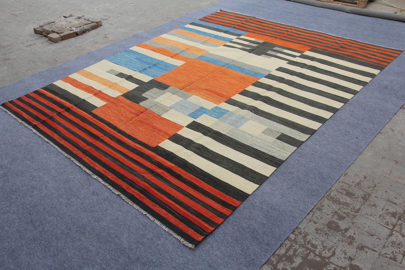 9x12 Striped Kilim Rug Striped Multi Color Flat Weave Rug for Etsy