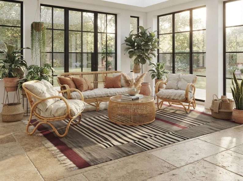 Striped kilim rug, stripe rug, wool rug, dhurrie rug, red black and white rug, living room rug, 9x12 rug, 10x14 rug, 8x10 rug, 4x6 rug, 6x9 image 10