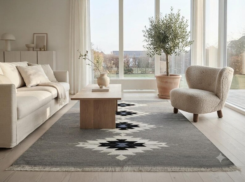 Kilim rug, dhurrie rug, flat weave rug, wool area rug, large area rug, custom size rug, 8x10 rug, 6x9 rug, 9x12 rug, 5x8 area rug, 7x10 rug image 5