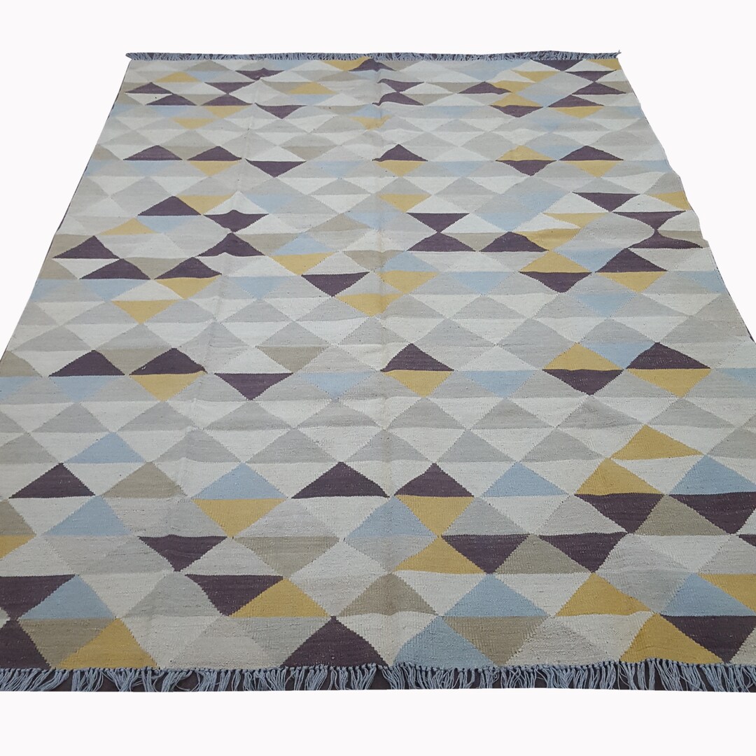 8x10 Area Rug, Geometric Design Rug, Wool Rug, Large Area Rug, Kilim ...