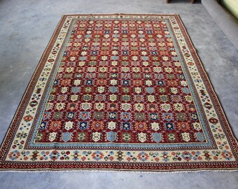 7x10 multi color afghan rug, afghan hand made rug for drawing room, unique design multi color rug , size= 9.8'  X 6.6' - 299 CM  X 202 CM