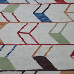 Colorful Geometric Chevron Custom Area Rug, Handmade Custom Wool Kilim, Boho Scandinavian Decor image 10