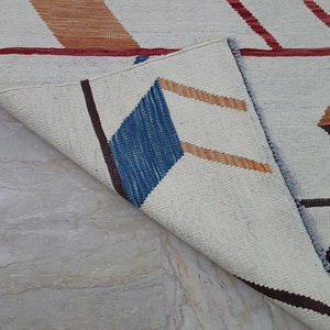Colorful Geometric Chevron Custom Area Rug, Handmade Custom Wool Kilim, Boho Scandinavian Decor image 6