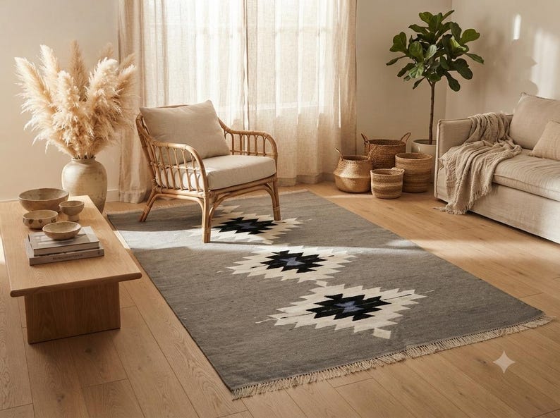 Kilim rug, dhurrie rug, flat weave rug, wool area rug, large area rug, custom size rug, 8x10 rug, 6x9 rug, 9x12 rug, 5x8 area rug, 7x10 rug image 12