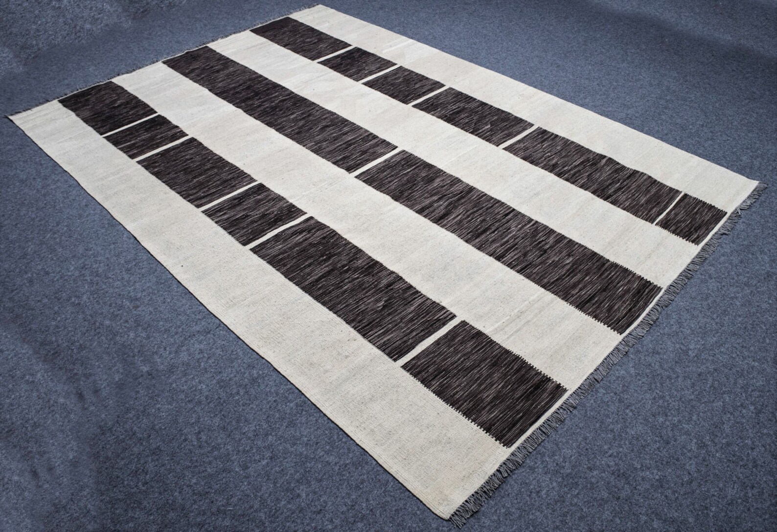 Made to Order Black and White/ivory Kilim Rug White/ivory and Etsy