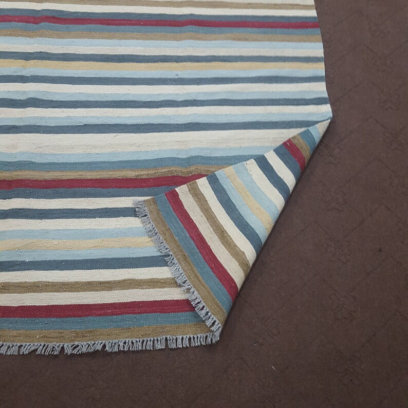 Dhurrie Rug Striped Dhurrie Rug Multi Color Dhurrie Rug Etsy