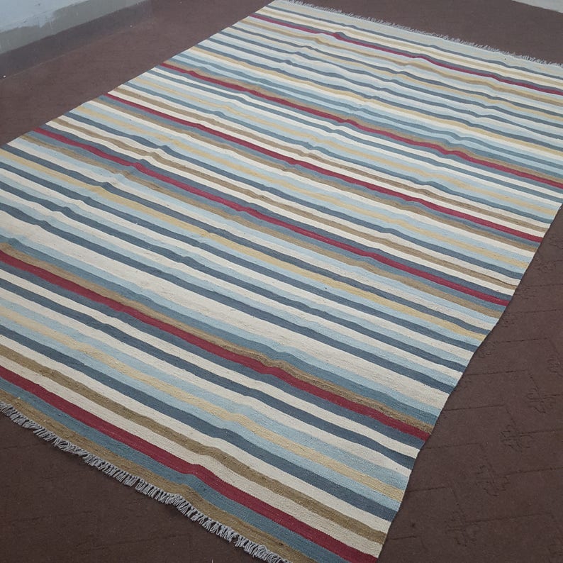 Dhurrie Rug Striped Dhurrie Rug Multi Color Dhurrie Rug Etsy