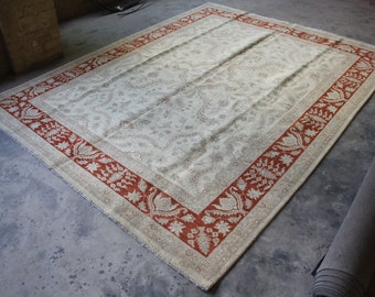 9x12 Afghan antique choobi rug,living room afghan woolen rug, beige and red living room rug, Size= 11.6'  X 9.1' - 353 CM  X 276 CM