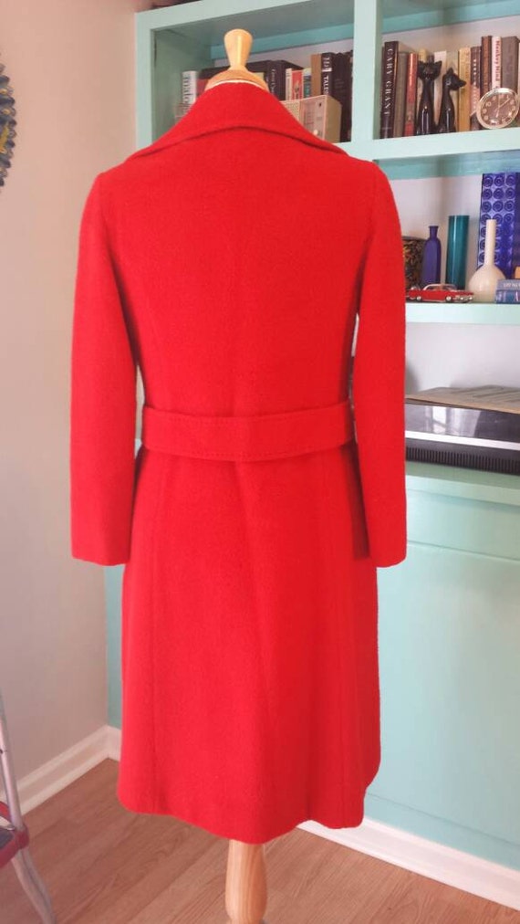 60s Bright Red Wool Coat // sz 10-12 - image 2