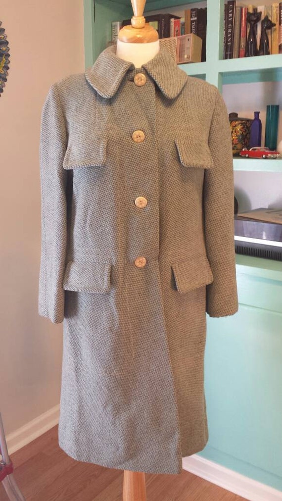 60s Sportleigh Wool Coat sz M or 8-10 needs repair