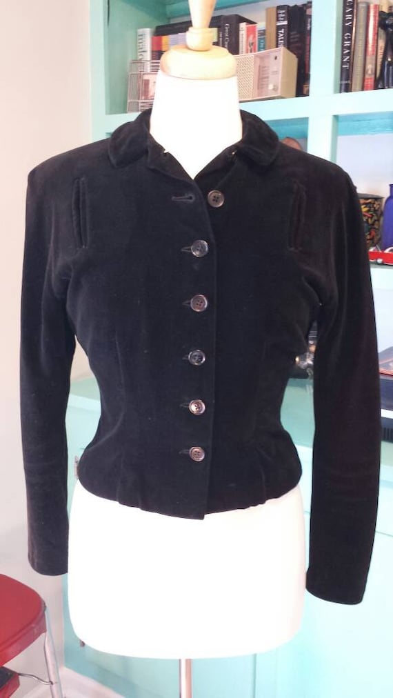 Early 1950s Kort Lee Original Black Velvet Jacket 