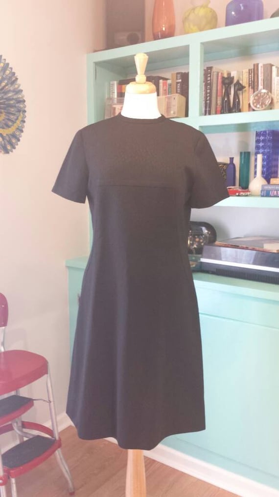 Black Poly Knit A Line Homemade Dress sz L