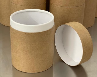 10 x Large Paper Kraft Tubes (9.5 cm d x 12.5 cm h) - Natural - FSC Certified - for Food, Crafts, Cosmetics