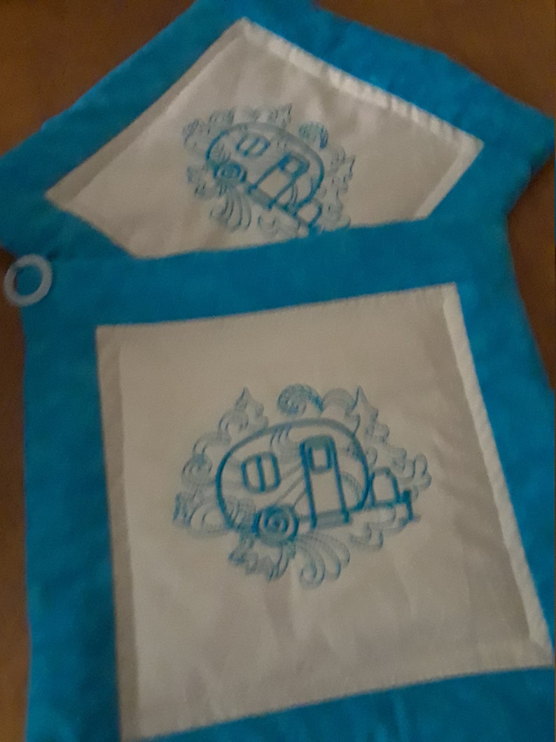fabric trivet Pot holders camper embroidered potholders quilted pot holders mug rug