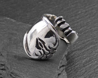 Handgemachte Sterling Silber 925 Ring, Floral, Jugendstil, Vintage, Löffel Ring