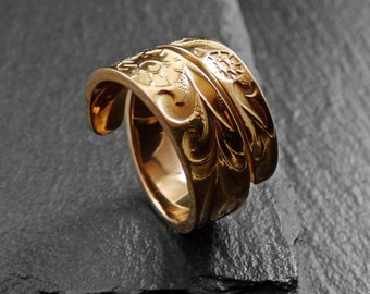 Handmade goldplated 18Κ ring, floral, art nouveau, vintage, spoon style ring