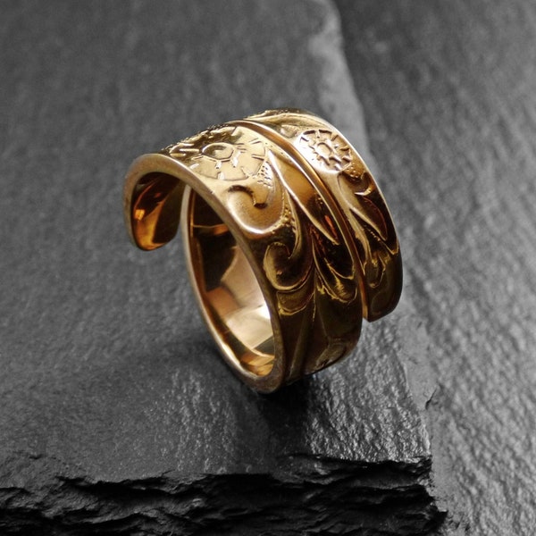 Handmade goldplated 18Κ ring, floral, art nouveau, vintage, spoon style ring