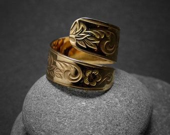 Handmade goldplated 18Κ ring, floral, art nouveau, vintage, spoon style ring