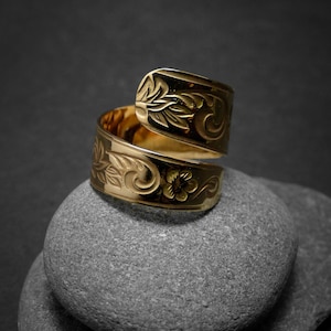 Handmade goldplated 18Κ ring, floral, art nouveau, vintage, spoon style ring